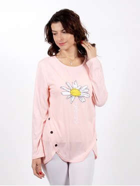 Daisy Print Long Sleeves Fashion Top